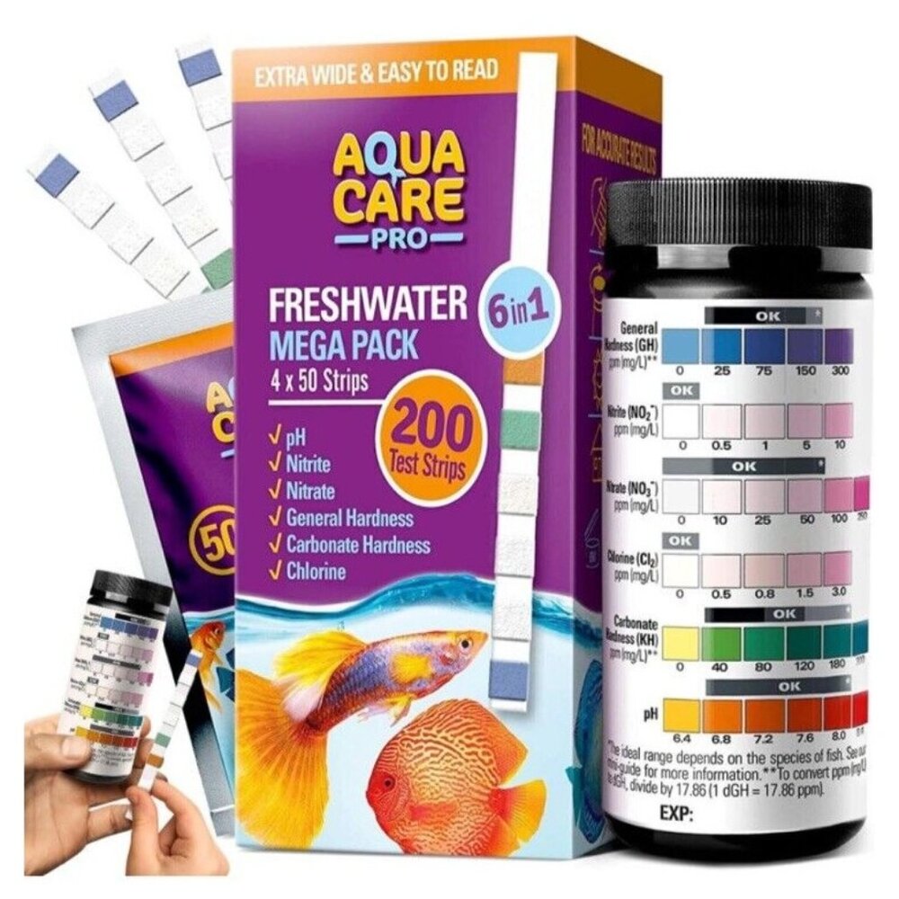 200 Strips Freshwater Aquarium Test Strips 6 in 1 Fish Tank Test Kit **READ**